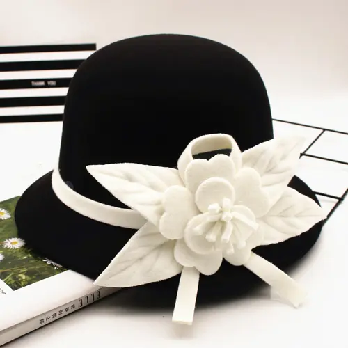 Nueva Gorra De Lana Floral Para Mujer Invierno Fedoras Vintage Western Bucket 10 Colores Calientes Sombreros Bowler H3 - 1