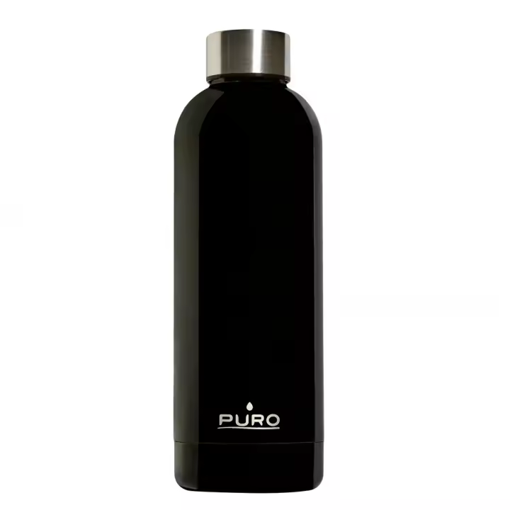 Puro Hot and Cold botella de acero inoxidable doble pared 500ml negra (NUEVO) - 1