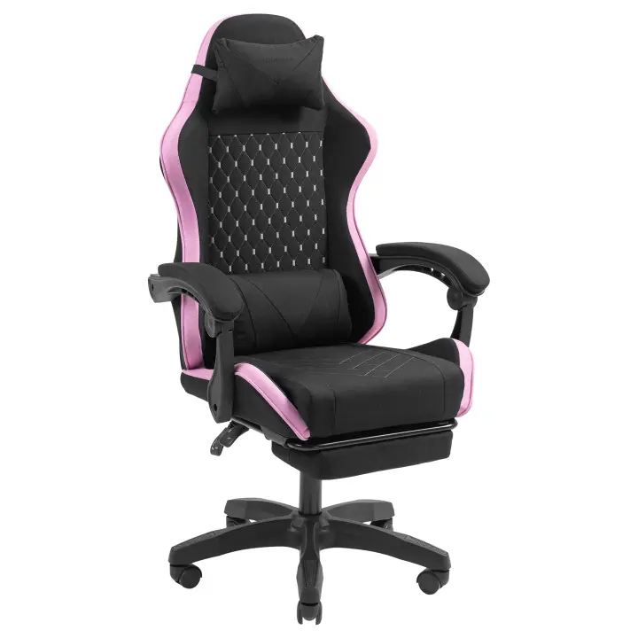 Mars Gaming MGC-X FABRIC, Silla Gaming Ergonómica, Tejido Transpirable, Respaldo Reclinable y Altura Regulable, Reposabrazos Dinámico, Cojín Cervical y Lumbar, Silla Oficina con Reposapiés Extensible, Silla PC Negra, Azul, Rosa o Blanca - 1