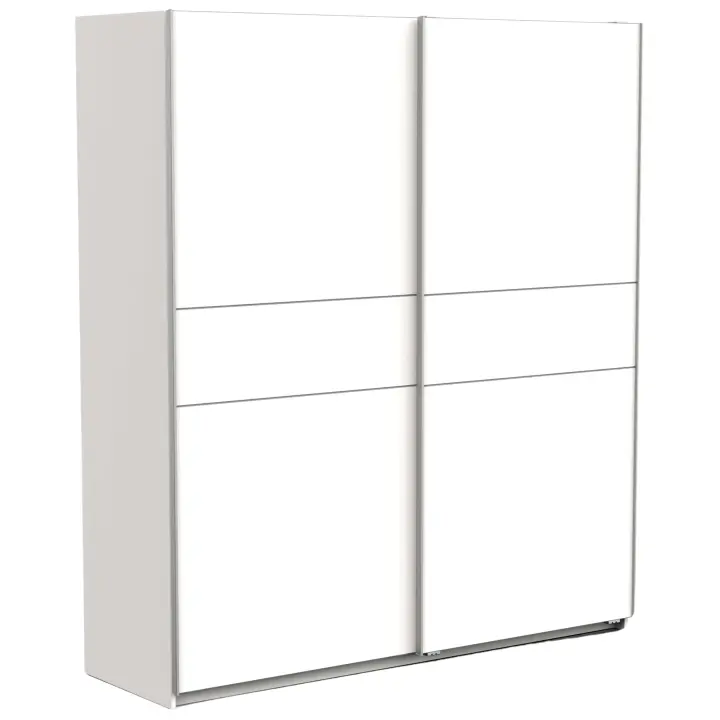 Armario Alto, estilo Moderno, con 2 Puertas Correderas grandes en Color Blanco Mate,  203x180 cm - 1