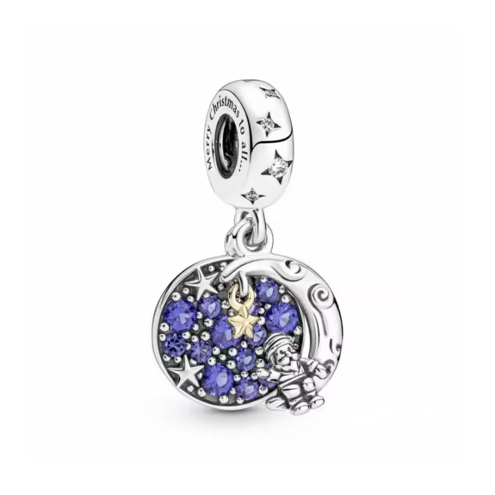 Charm Colgante Doble Santa Claus en la Luna Pandora - 769648C01 - Charm de Pandora para regalo de Navidad - 1