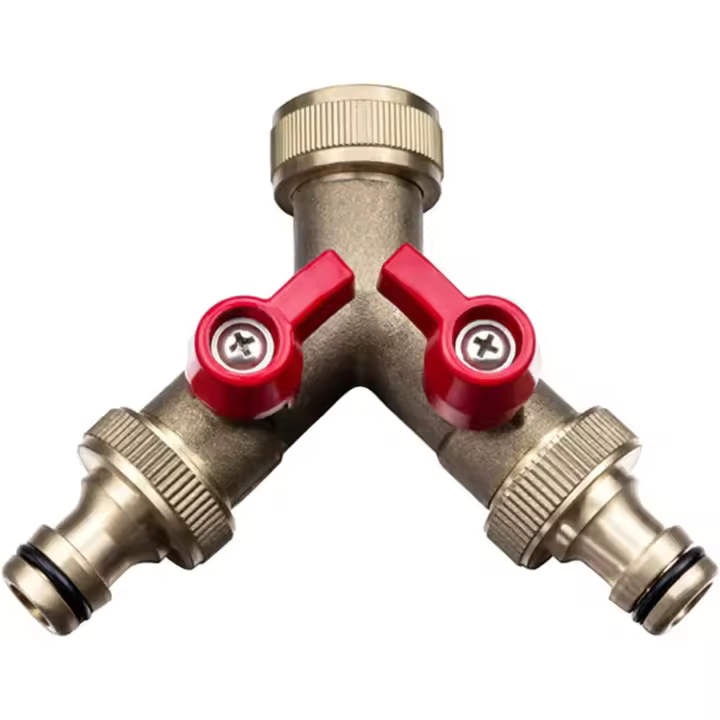 Divisores de agua eficientes para riego de jardines, adaptador fácil de 2 vías, distribuidor de agua eficiente, prácticas válvulas de 3/4 de pulgada - 1