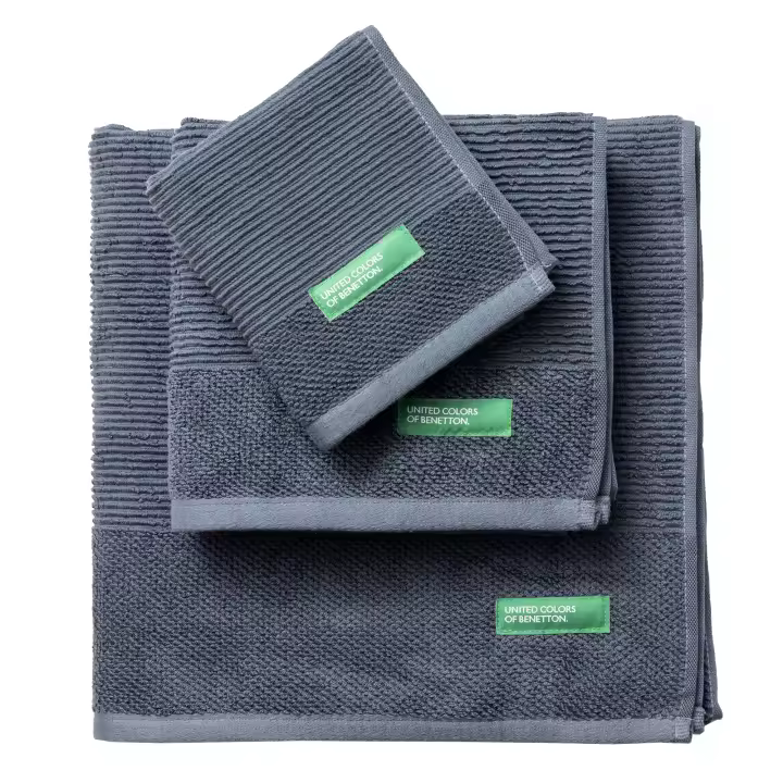 Set 3pcs toallas de baño (30x50+50x90+70x140cm) 450 gsm 100%algodon gris oscuro CASA BENETTON - 1