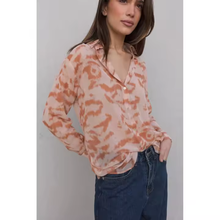 Emarola & Co - Camisa Jarde para Mujer de corte femenino y luminoso estampado, diseño atemporal y versátil en 100% poliéster, perfecta para ocasiones informales y estilo urbano chic - 1
