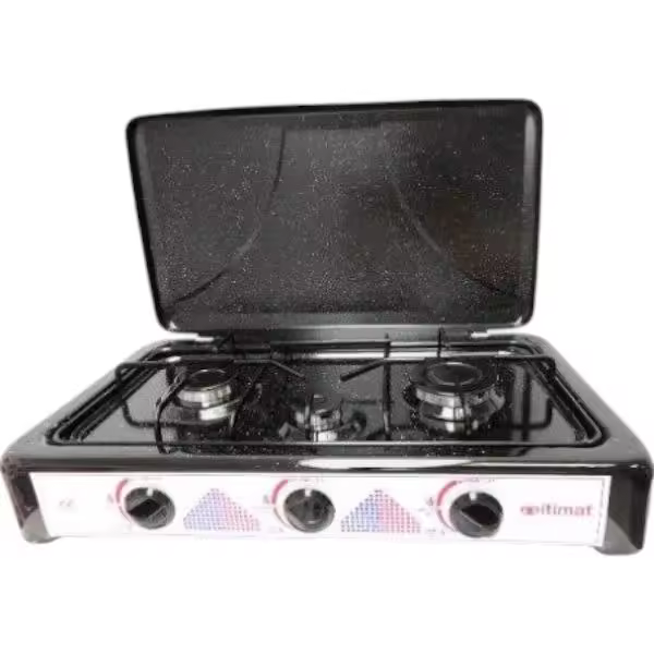 Cocina de Gas Portátil de 3 Fuegos con Tapa – ITIMAT – Blanca, Compacta y Eficiente - 1