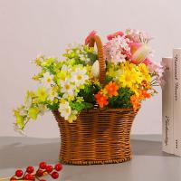 Cesta De Tejido De Imitación De Rotán Con Manija Para Decoración Del Hogar Almacenamiento De Verduras Frutas Flores - details 6