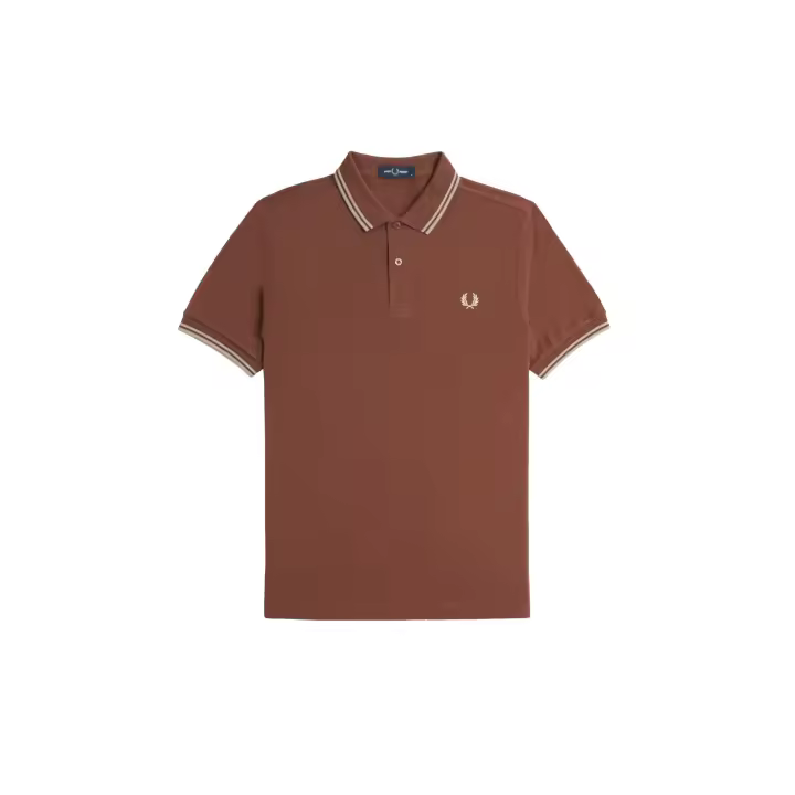 Fred Perry Slim Fit Twin Tipped Polo Whisky Brown / Porridge Marl / Porridge Marl - 1