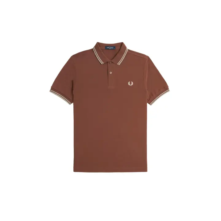 Fred Perry Slim Fit Twin Tipped Polo Whisky Brown / Porridge Marl / Porridge Marl - 1