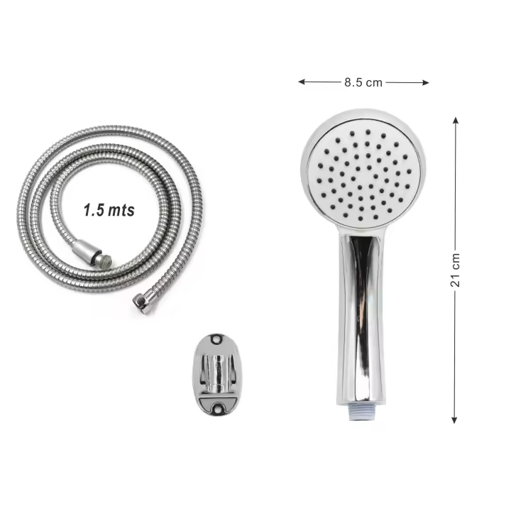 Conjunto Mango Ducha Cromada, Mango Ducha, Tubo Ducha Inox y Soporte Mango Ducha, Juego Cabezales De Ducha. Conjunto Bano Cromado Con tubo Inox - 1