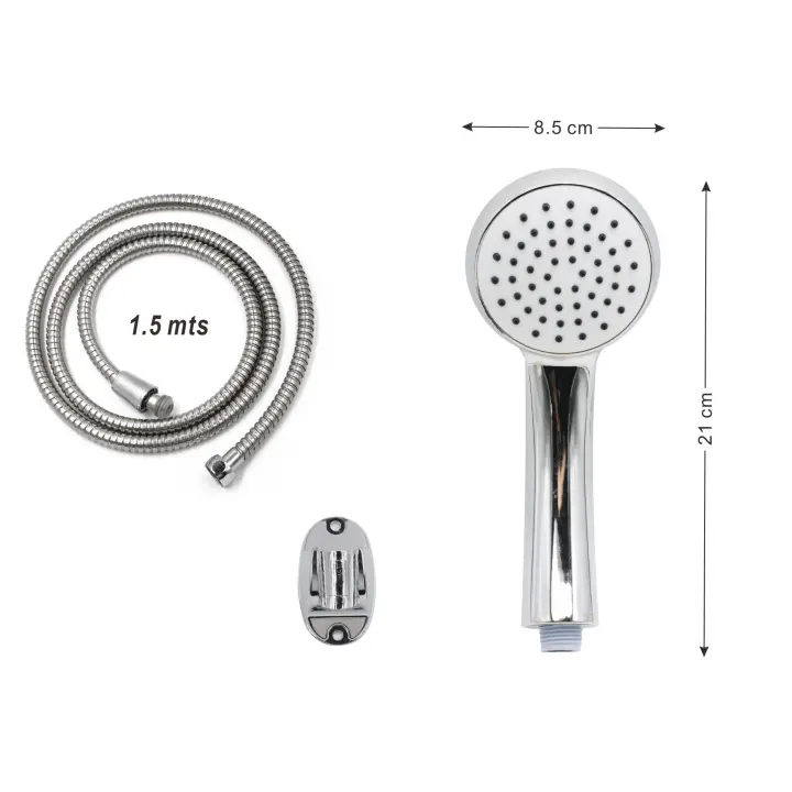 Conjunto Mango Ducha Cromada, Mango Ducha, Tubo Ducha Inox y Soporte Mango Ducha, Juego Cabezales De Ducha. Conjunto Bano Cromado Con tubo Inox - 1