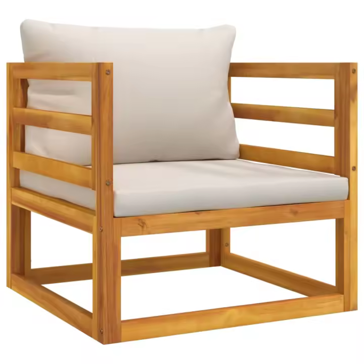 vidaXL Sillón de jardín madera maciza acacia con cojines Taupé, Gris claro, Verde Conjunto Terraza Muebles Jardín Exterior Juego de Muebles de jardín Mueble Jardín Exterior Muebles de Salon Exterior - 1