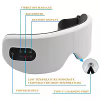 Masajeador De Ojos Inteligente 4D Con Vibración Y Calentamiento Cálido Bluetooth Gafas De Masaje Para Cuidado De Los Ojos Alivio De La Fatiga Y PrevenCIÓN De Arrugas - details 3