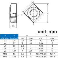 Juego De Tornillos Cuadrados De Acero Inoxidable 304 A2-70 M3-M12 DIN557 GB39 Para Metalworking Sin Certificación Ni Originales - details 1