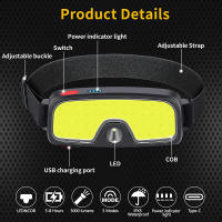Potente Linterna De Corbata Recargable COB LED Farol De Exterior Emergencia Lámpara Nocturna Luz De Trabajo Camping Suministros - details 4
