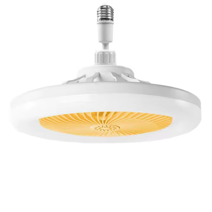 Ventilador de techo con Luz, con mando a distancia, Silencioso, Luz LED regulable E27, 3 velocidades, temporizador (Amarillo) - 1