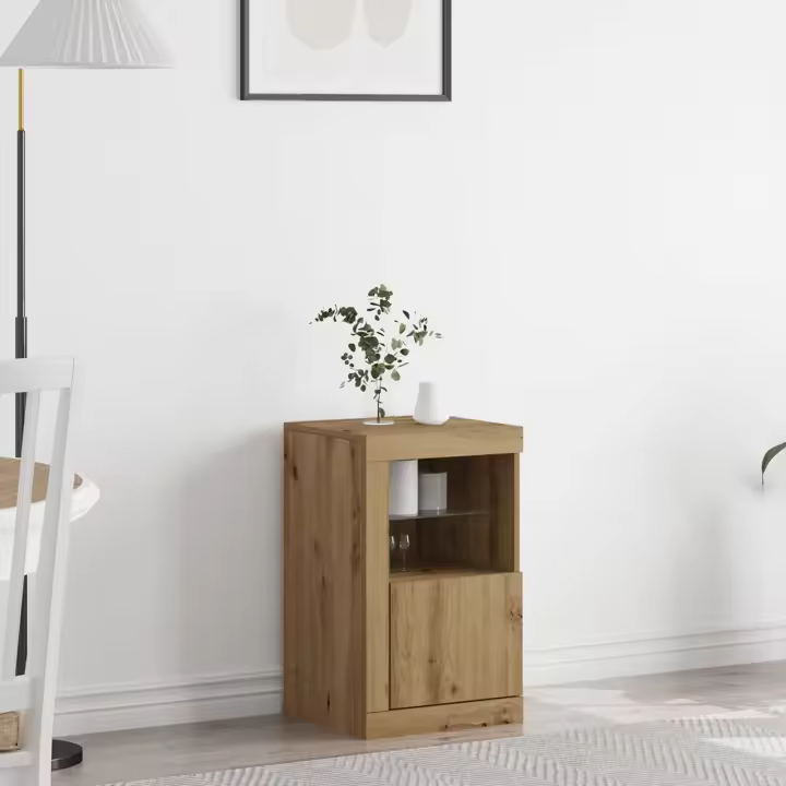 Consola vidaXL con luces LED Roble Artisan 41x37x67 cm - 1