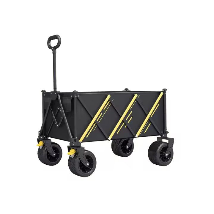 Carros plegables y plegables, carros de jardín resistentes, carrito portátil, carrito de mascotas, con ruedas grandes de playa todo terreno y soporte para bebidas para deportes, compras, camping - 1