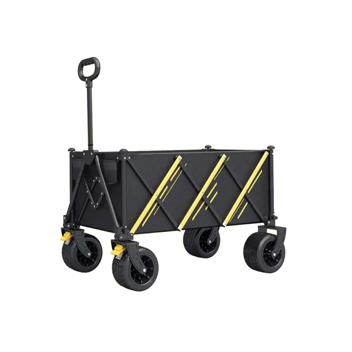 Carros plegables y plegables, carros de jardín resistentes, carrito portátil, carrito de mascotas, con ruedas grandes de playa todo terreno y soporte para bebidas para deportes, compras, camping - 1