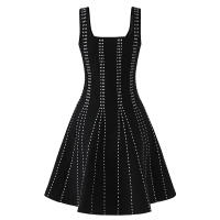 New Summer 2025 Mujer Sin Mangas Vestido De Encaje Negro Con Patrón Geométrico De Alta Calle Moda Europea Y Americana - details 1