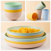 Juego De Jalea De Trigo 4Pcs Cuchara Taza Plato Vaso Ecológico Resistente Ropa De Cocina Para Camping Uso Doméstico - details 7