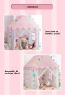 Grande Carpa Infantil Rosa Princesa Plegable 1.35M Casa De Juegos Para Niñas Decoración De Habitación De Niños Wigwam De Tela - details 1
