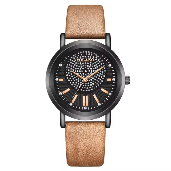 Nuevo reloj para mujer con estrellas y estilo elegante y moderno, correa de cuero, movimiento de cuarzo, un reloj de lujo y elegancia para la mujer - 1