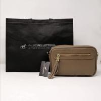 Bolso de HOMBRO mujer de cuero Genuino, bandoleras Mujer pequeñas, ajustable Y 2 bolsos con Cremallera, Italian artesania JOY Taupe - details 2