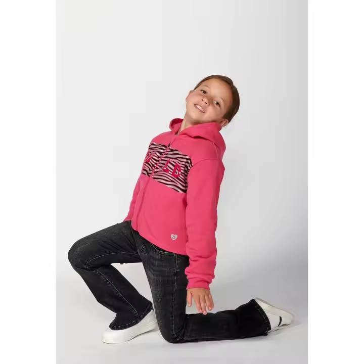 Koroshi Sudadera chaqueta de manga larga con Cuello con capucha y Cierre delantero con cremallera y Detalle animal print color Fucsia para Niña - 1