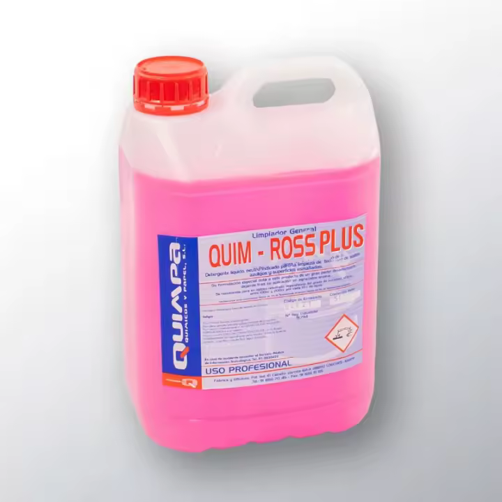 QUIM-ROSS PLUS - Fregasuelos neutro concentrado aroma chicle de fresa (Envase: 5 Litros) - 1