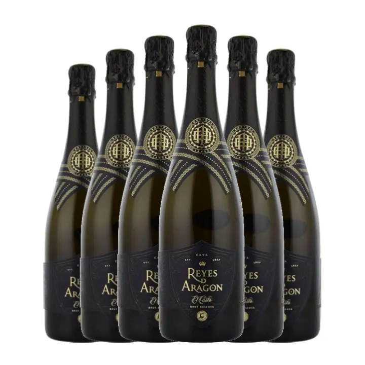 Reyes de Aragón Cava Brut Reserva "El Casto" 75 cl x 6 botellas. Total 4.5 litros - 1