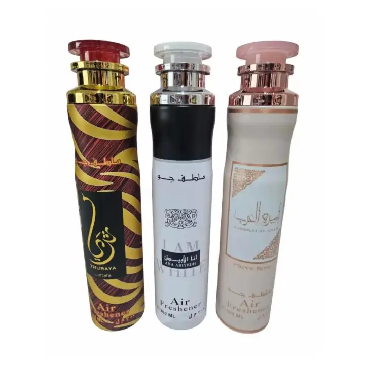 Pack de 3 ambientadores arabes 900ml Lattafa,Spray de hogar y tejidos Thuraya 300ml+Ameerat al arab rose 300ml+Ana Abiyedth 300ml Olores duraderos,orientales,lujosos,florales - 1