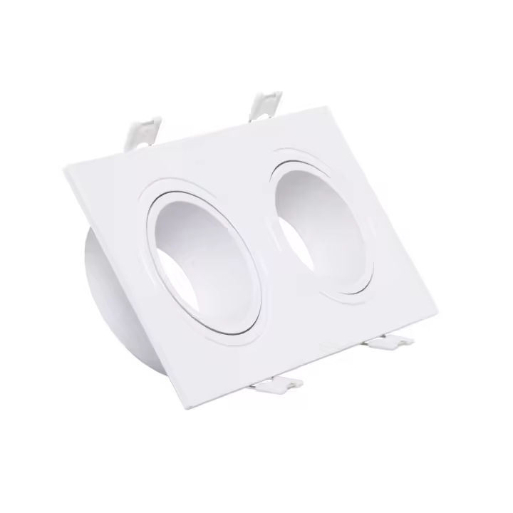 Ledkia Aro Downlight Cuadrado Basculante para dos Bombillas LED GU10 / GU5.3 Corte 73x173 mm Blanco - 1