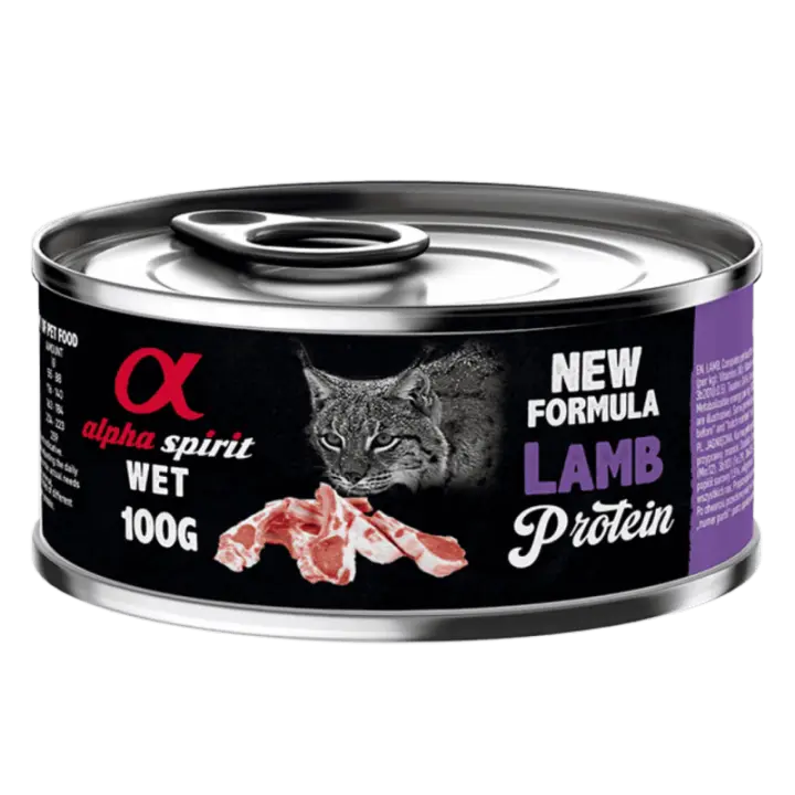 Alpha Spirit Comida Húmeda para Gato en Lata Sabor Cordero – Alimento Natural, Completo y Sin Cereales - 1