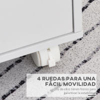 Vinsetto Mueble Auxiliar para Oficina Estudio Gran Espacio de Almacenaje con 3 Cajones 4 Estantes Abiertos 4 Ruedas 38x30x86,8 cm Blanco - details 5