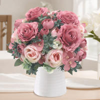 Bouquet De Flores Artificiales De Alta Calidad Rosa Y Hydrangea Decoraciones Para Bodas Hogar Navidad Plantas Falsas Para Jardín Accesorios De Fiesta - details 4