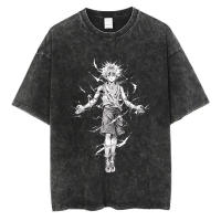 Camiseta De Algodón Para Hombre Y Mujer Vintage Lavada Con Impresión De Anime Estilo Gótico Oversized Para El Verano Camiseta De Manga Corta Hip Hop - details 2