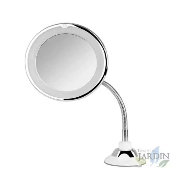 ORBEGOZO Espejo cosmético Orbegozo con luz LED. 17 cm de diámetro. Luz LED circular. Soporte para mesa. - 1