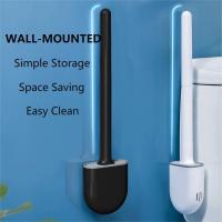 Escobillas de Baño Silicona, Cepillo de Baño y Soportes, Escobilla WC De Cabeza Plana De Limpieza Profunda,Accesorios BañO Negro - details 2