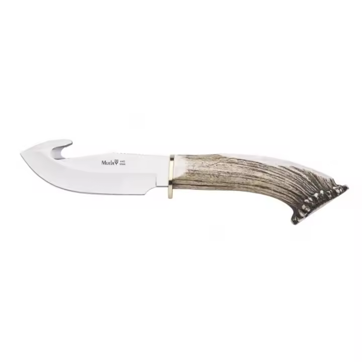 Cuchillo de caza Muela Viper VIPER-11S, mango de asta de ciervo con latón y roseta, peso 160 gramos + tarjeta de regalo multiusos - 1