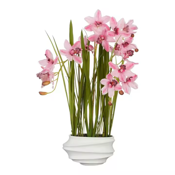 PLANTA ARTIFICIAL CYMBIDIUM "ORQUIDEA BARCO" ROSA CON MACETA - 1