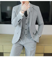 Traje De Tres Piezas Para Hombre De Color Sólido Tendencia Business Con Chaleco Y Pantalones Alta Calidad Conjunto De Moda Para Bodas O Eventos Formales - details 3