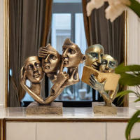 Máscara Escultura De Thinker Abstracta Y Sencilla 1pc See No Evil Hear No Evil Speak No Evil Decoración De Jardín De Resina - details 1