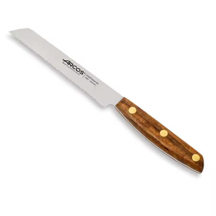 Arcos Serie Nordika - Cuchillo Tomatero - Acero Inoxidable NITRUM - Hoja de 130 mm - Mango de Madera Ovengkol 100% natural de bosques certificados FSC® - Embalaje 100% reciclado - 1