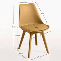 ORION91 Silla BOREAL Asiento Acolchado Piel Sintética y Patas Color Mostaza 48x43x82cm Comedor Oficina Salón Teletrabajo Cocina - SpazioLuzio - details 0
