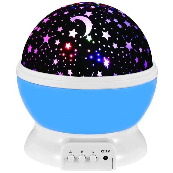 Lámpara Nocturna Proyector De Cielo Estrellado Con Rotación Y Galaxia Para Bebé Decoración De Dormitorio Luz De Mesa Con Figuras De Luna Y Estrellas - 1