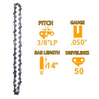 Cadena De Motosierra De Metal 14 Pulgadas 1/2/3/4/6 Piezas 3/8" Pitch 25 Cutter Cadena De Motosierra 50 DL Para Accesorios Eléctricos Cadena De Repuesto Para Motosierra - details 23