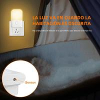 Juego De 1/2 Luces Nocturnas LED Inteligentes Mini Luz Blanca Cálida Ajustable Sensor De Luz Plug-In Para Dormitorio Baño Cocina - details 4