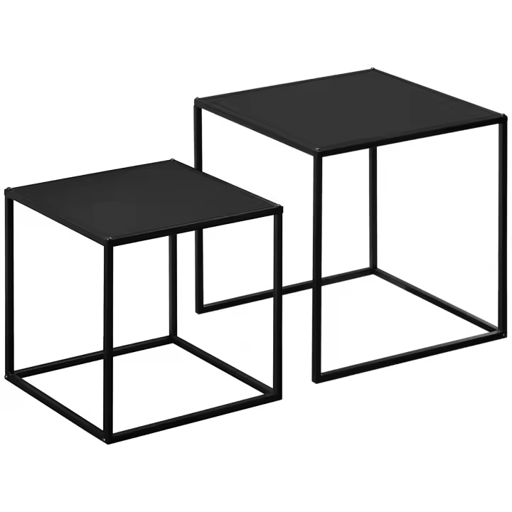 HOMCOM Juego de 3 mesas auxiliares de centro, mesa de sofá con estructura de acero, mesa de centro, mesa nido con aspecto de madera, mesa de salón de diseño industrial, natural - 1