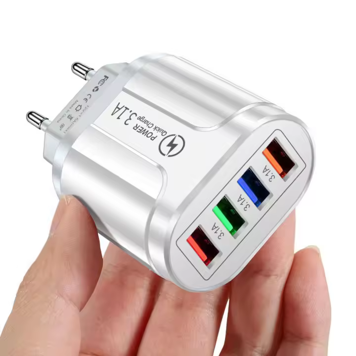 Adaptador de Cargador de pared de 4 Puertos, Carga, LED, USB Hub, enchufe de la UE - 1