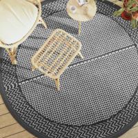 vidaXL Alfombra de exterior ARAKIL Ø200 cm PP en color Rosa/Marrón/Gris claro y blanco y más - details 3